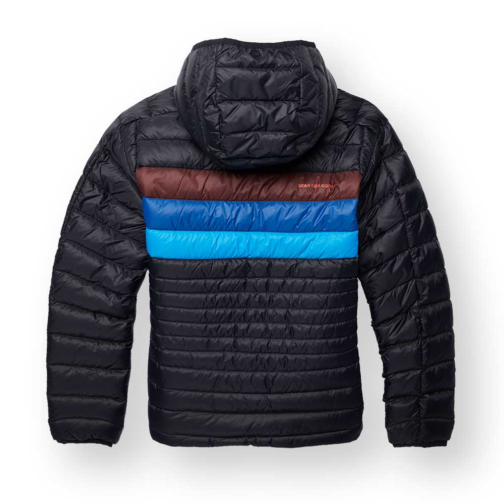 Women's Fuego Down Hooded Jacket - Black/Chestnut Stripes