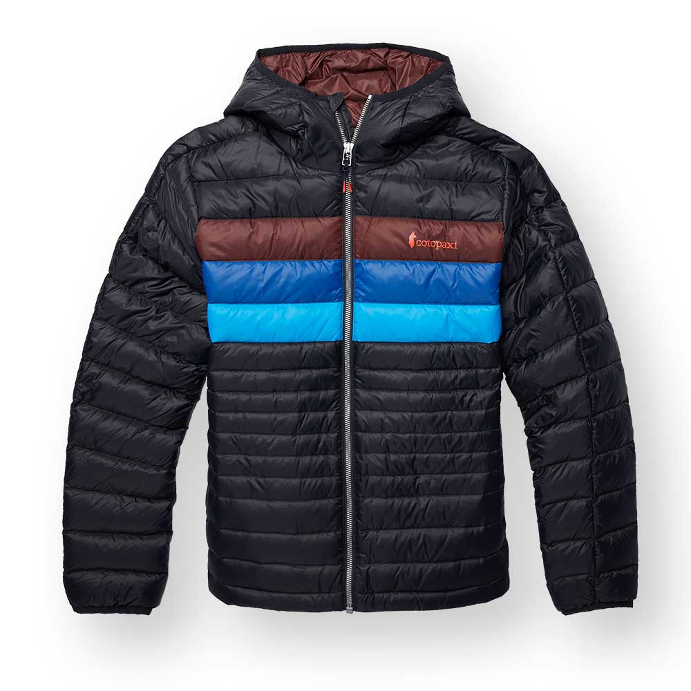 Women's Fuego Down Hooded Jacket - Black/Chestnut Stripes