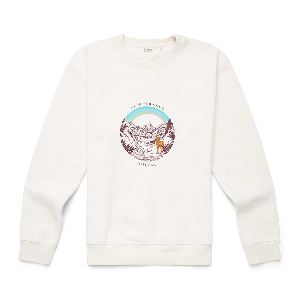 Women's Traveling Llama Organic Crew Sweatshirt - Bone