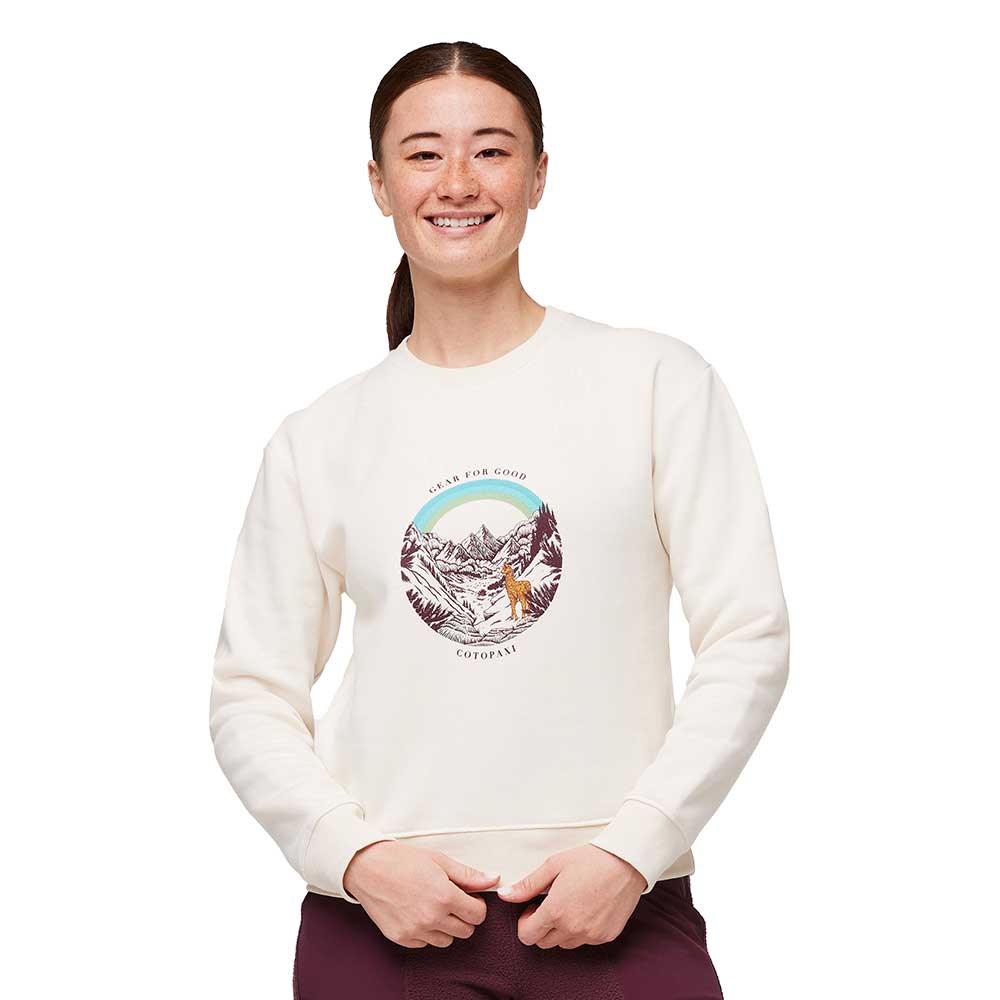Women's Traveling Llama Organic Crew Sweatshirt - Bone