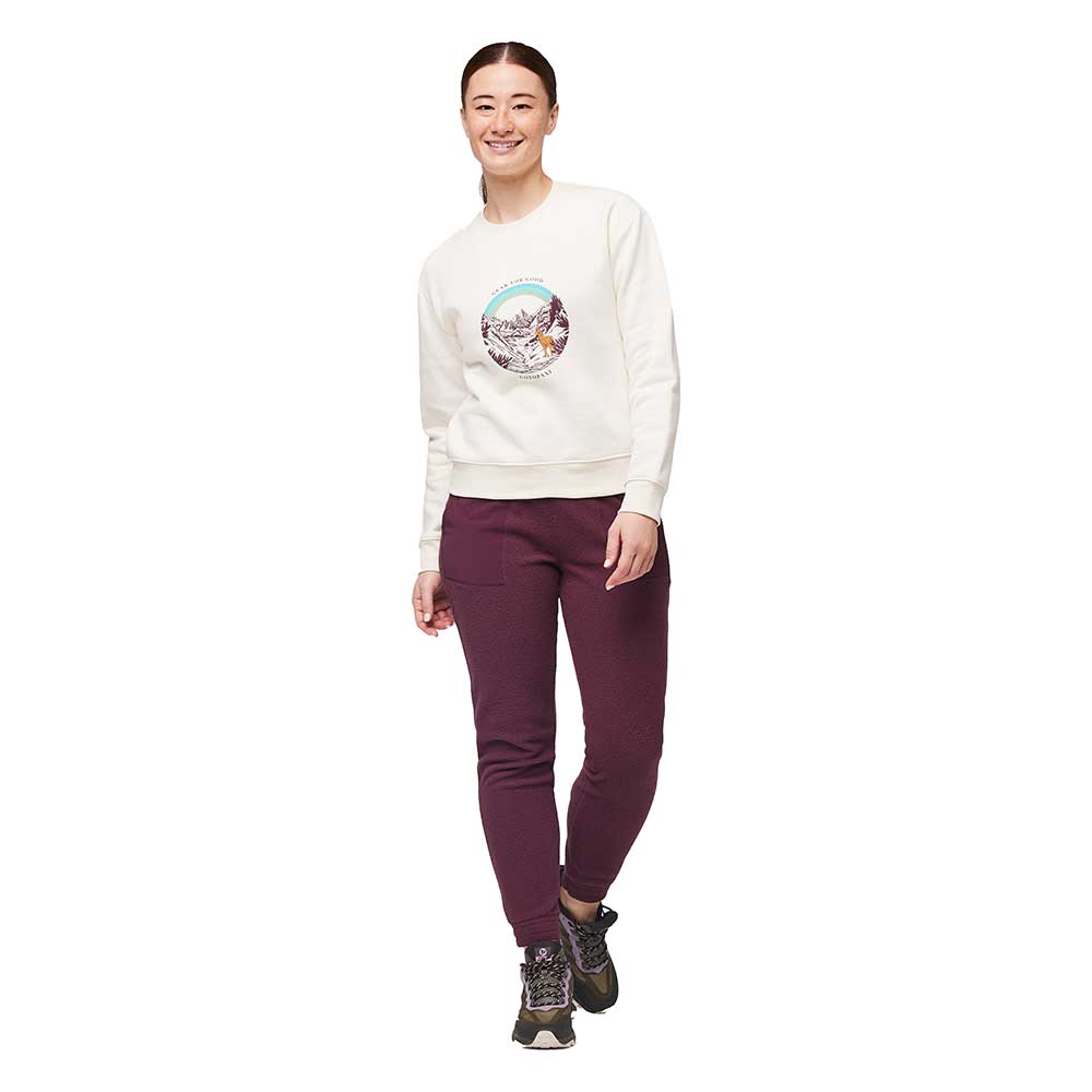 Women's Traveling Llama Organic Crew Sweatshirt - Bone