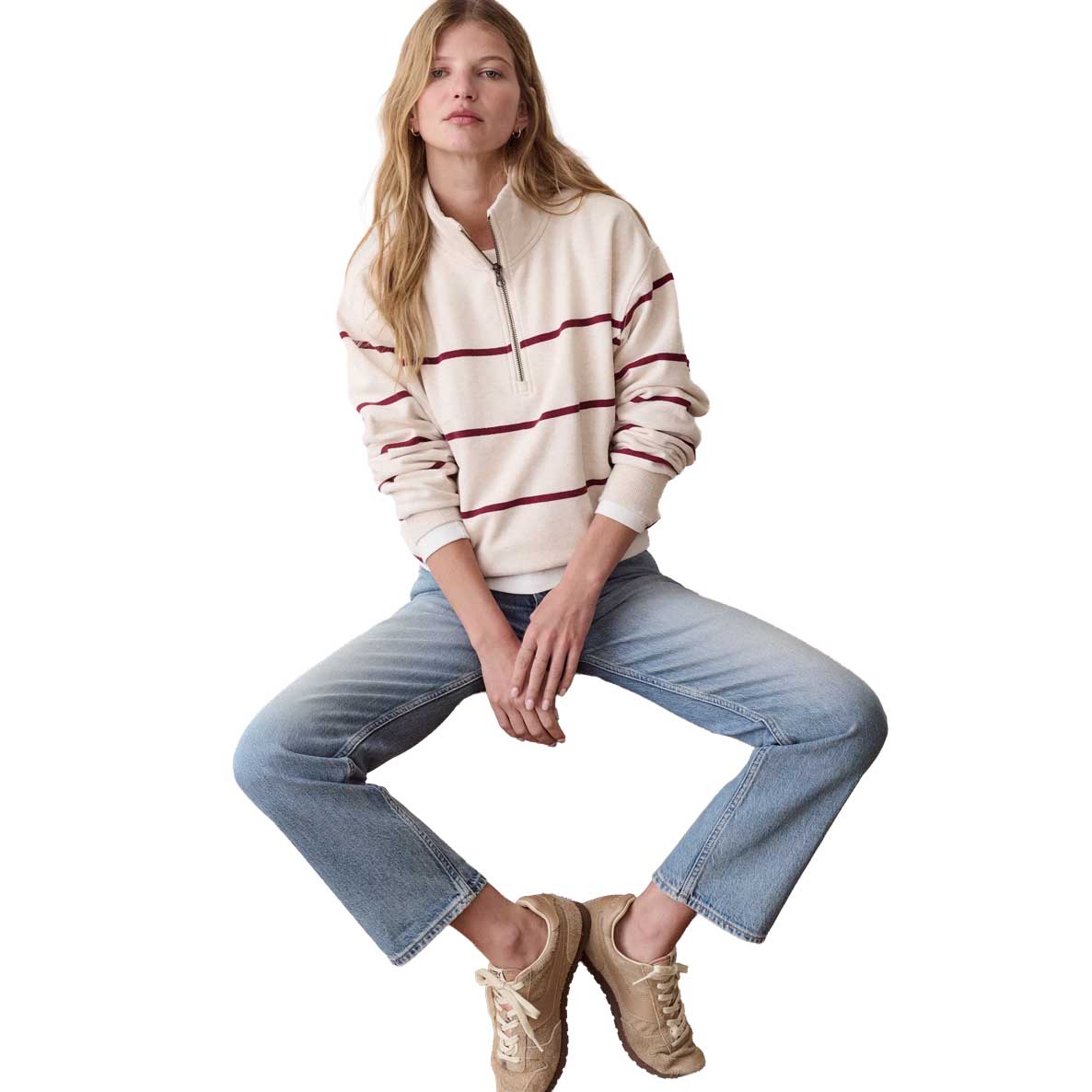 Women's Cloud 9 Fleece 1/2 Zip - Oatmeal/Cabernet
