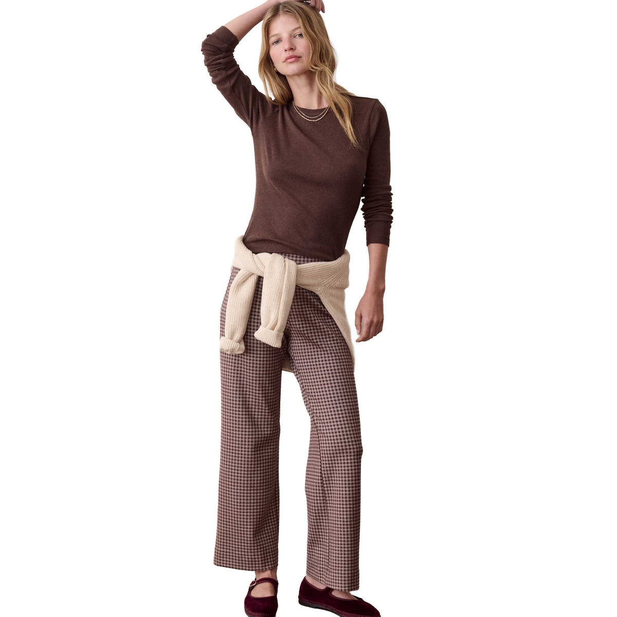 Women's Mini Rib Long Sleeve Crew Tee - Chocolate