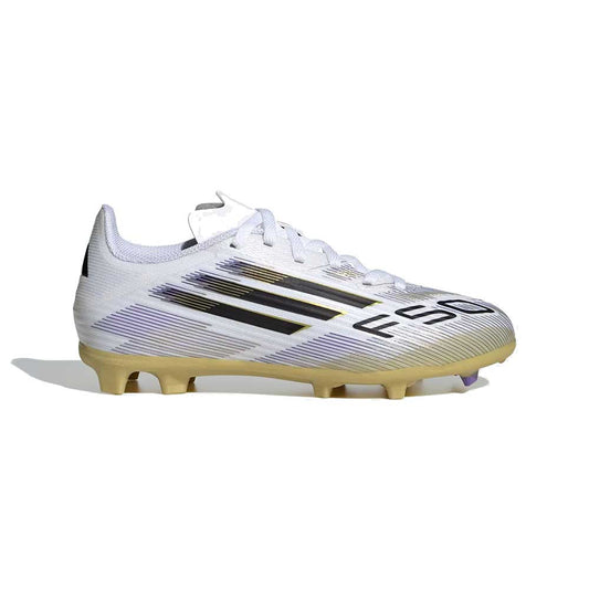 JR F50 League FG/MG Soccer Shoe - Cloud White/Black/Gold Metallic - Regular (D)