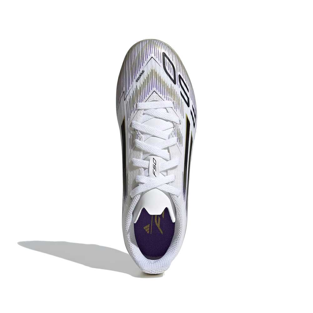 JR F50 League FG/MG Soccer Shoe - Cloud White/Black/Gold Metallic - Regular (D)