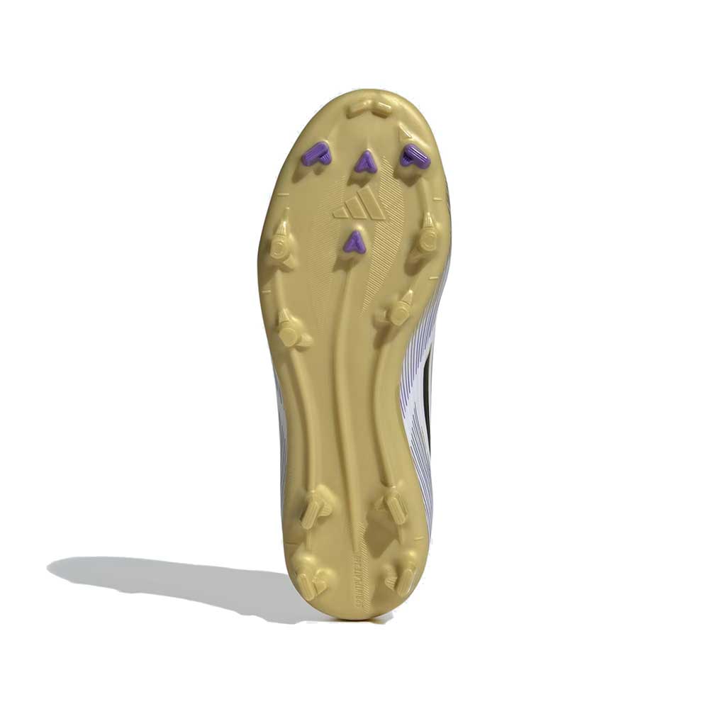 JR F50 League FG/MG Soccer Shoe - Cloud White/Black/Gold Metallic - Regular (D)