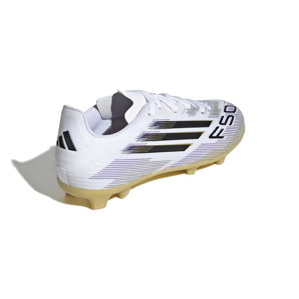 JR F50 League FG/MG Soccer Shoe - Cloud White/Black/Gold Metallic - Regular (D)
