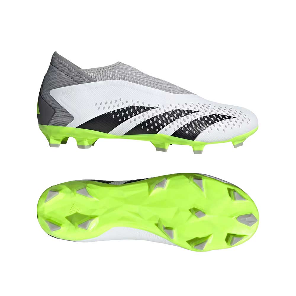 Unisex Predator Accuracy .3 Laceless FG Soccer Shoe - Cloud White/ Core Black / Lucid Lemon- Regular (D)