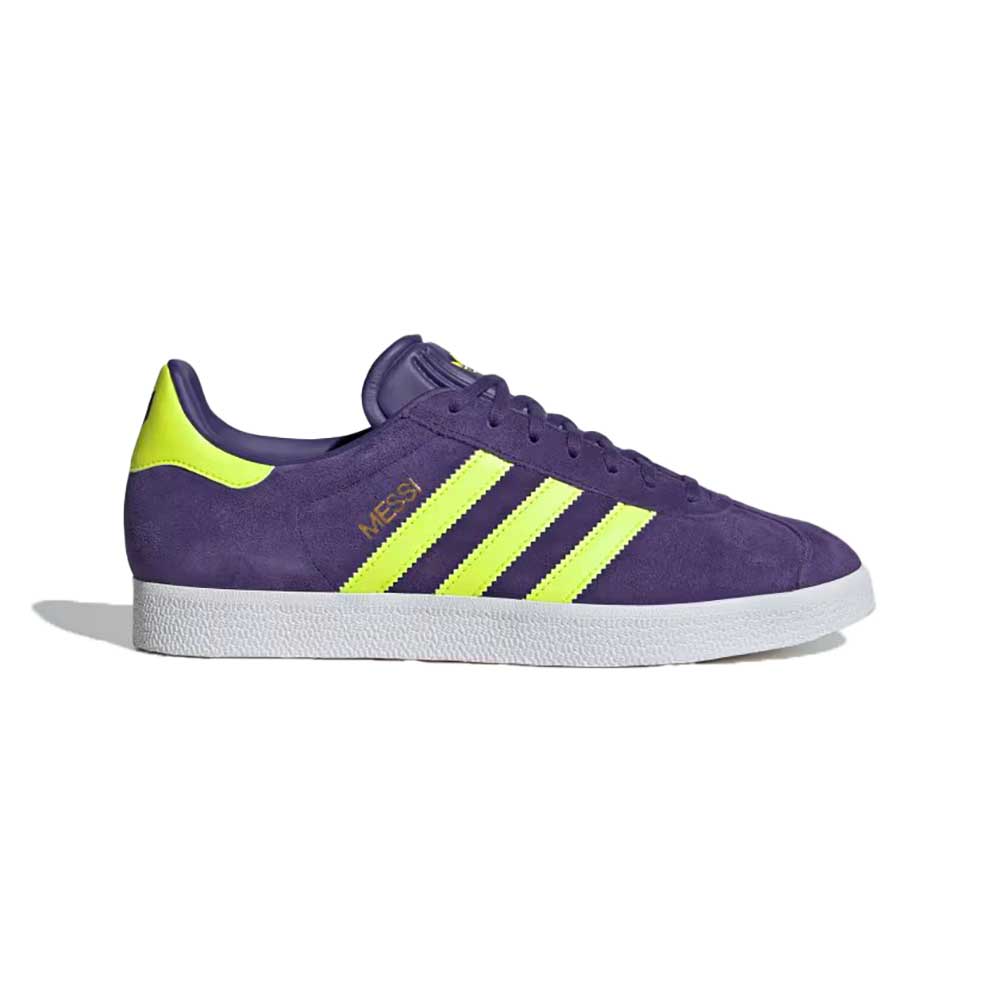 Gazelle Messi Indoor Soccer Shoe University Purple/Lucid lemon
