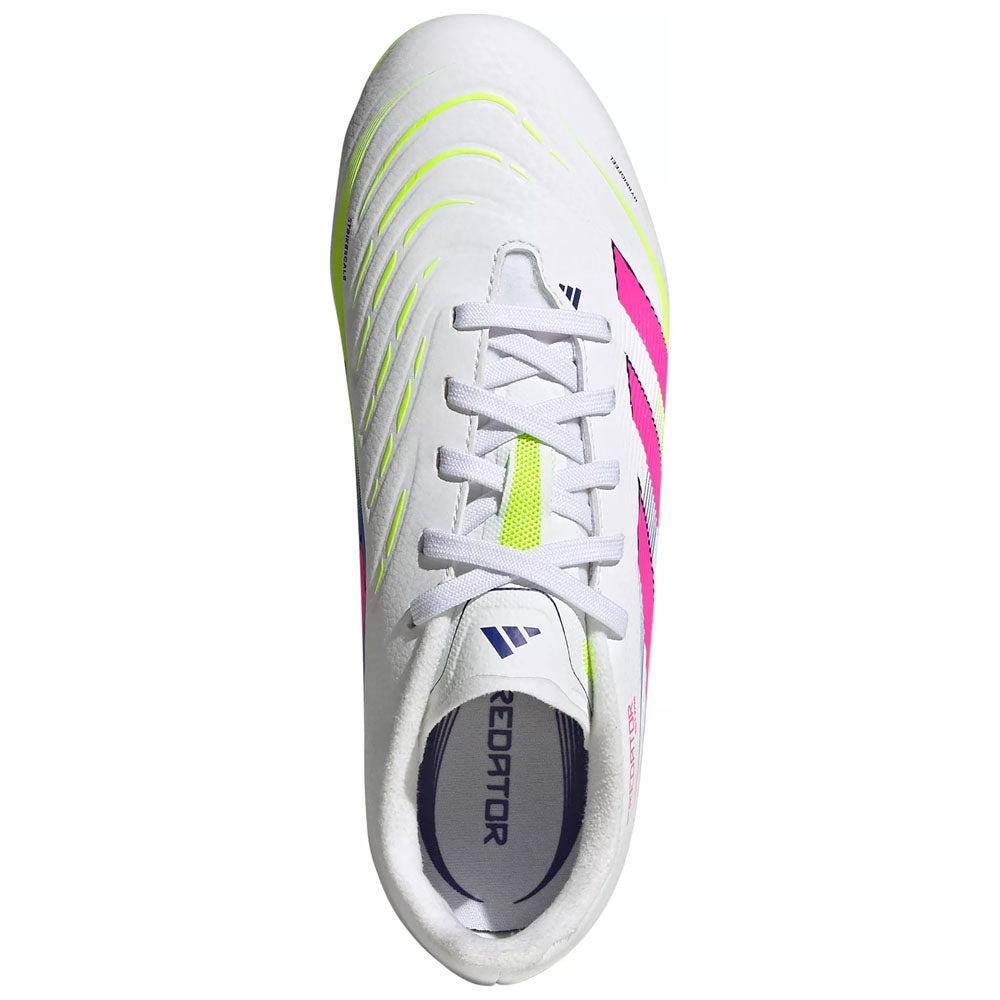 JR Predator League FG Soccer Cleats - Ftwr White/Lucid Pink/Lucid Lemon - Regular (D)