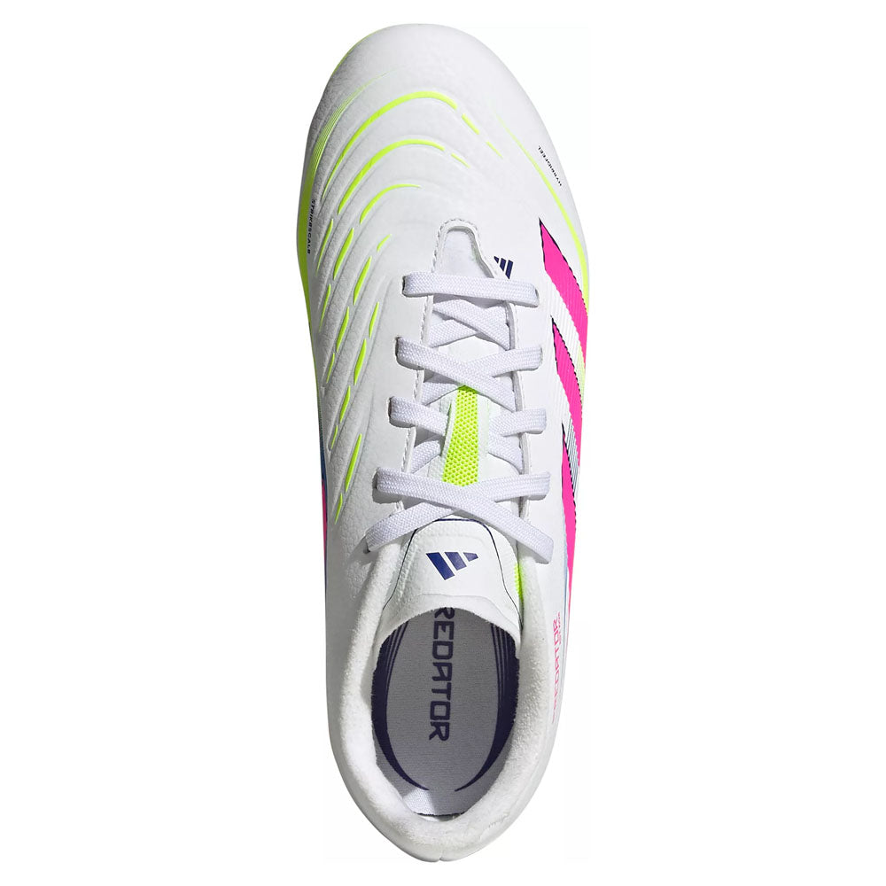 JR Predator League FG Soccer Cleats - Ftwr White/Lucid Pink/Lucid Lemon - Regular (D)