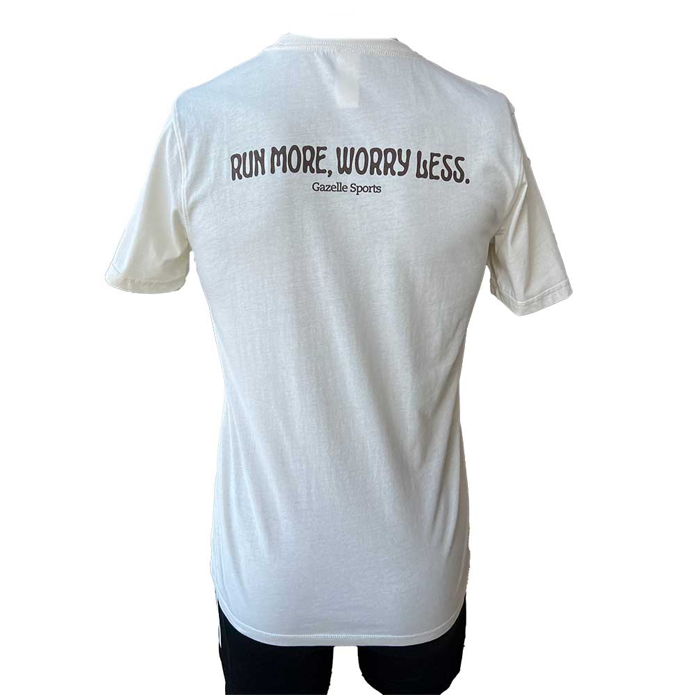 All Gender Runner Trio Poly-Cotton Short Sleeve - Natural/White Foldover Woven Square Patch w/ Light Gray Gazelle