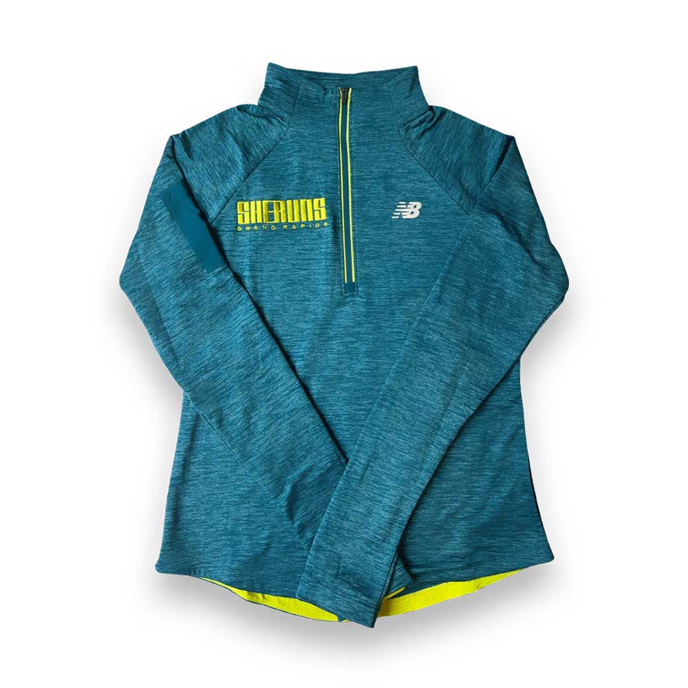 Women's She Runs GR NB Heat Grid Half Zip - Mountain/Lime