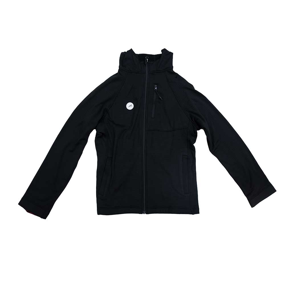 Women's Waffle Hooded Jacket - Black/White Embroidered Circle Patch w/ Black Gazelle