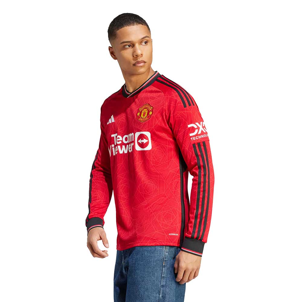 Men's Manchester United 23/24 Home Long Sleeve Jersey - Team Collegiate Red