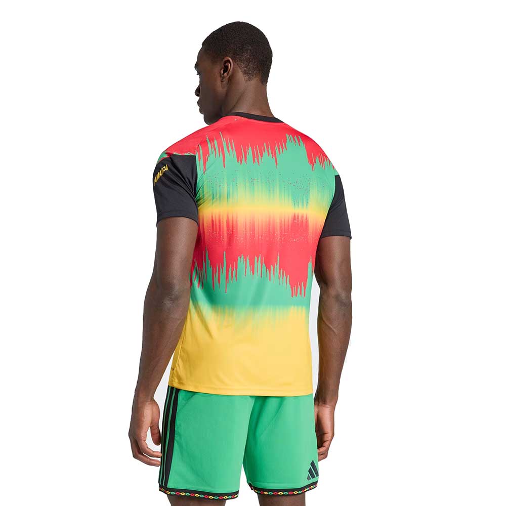 Men's Jamaica Home Prematch Jersey - Bold Gold/Vivid Green/Vivid Red