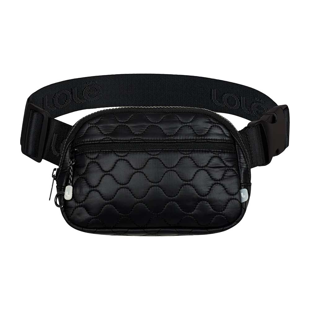 Black quilted belt cheap bag