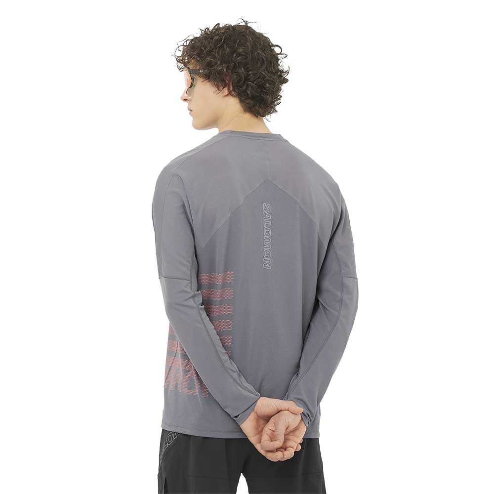 Men's Sense Aero Long Sleeve Tee GFX - Castlerock/Neon Flame