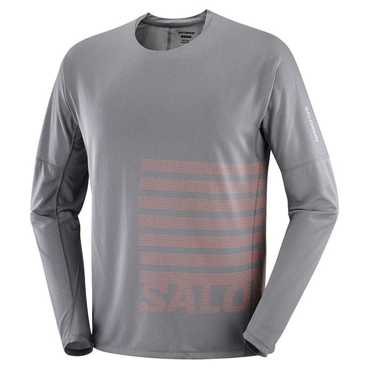 Men's Sense Aero Long Sleeve Tee GFX - Castlerock/Neon Flame