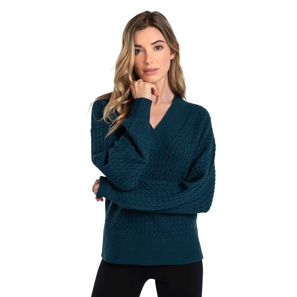 Women's Camille V-neck Sweater - Fjord Blue Heather