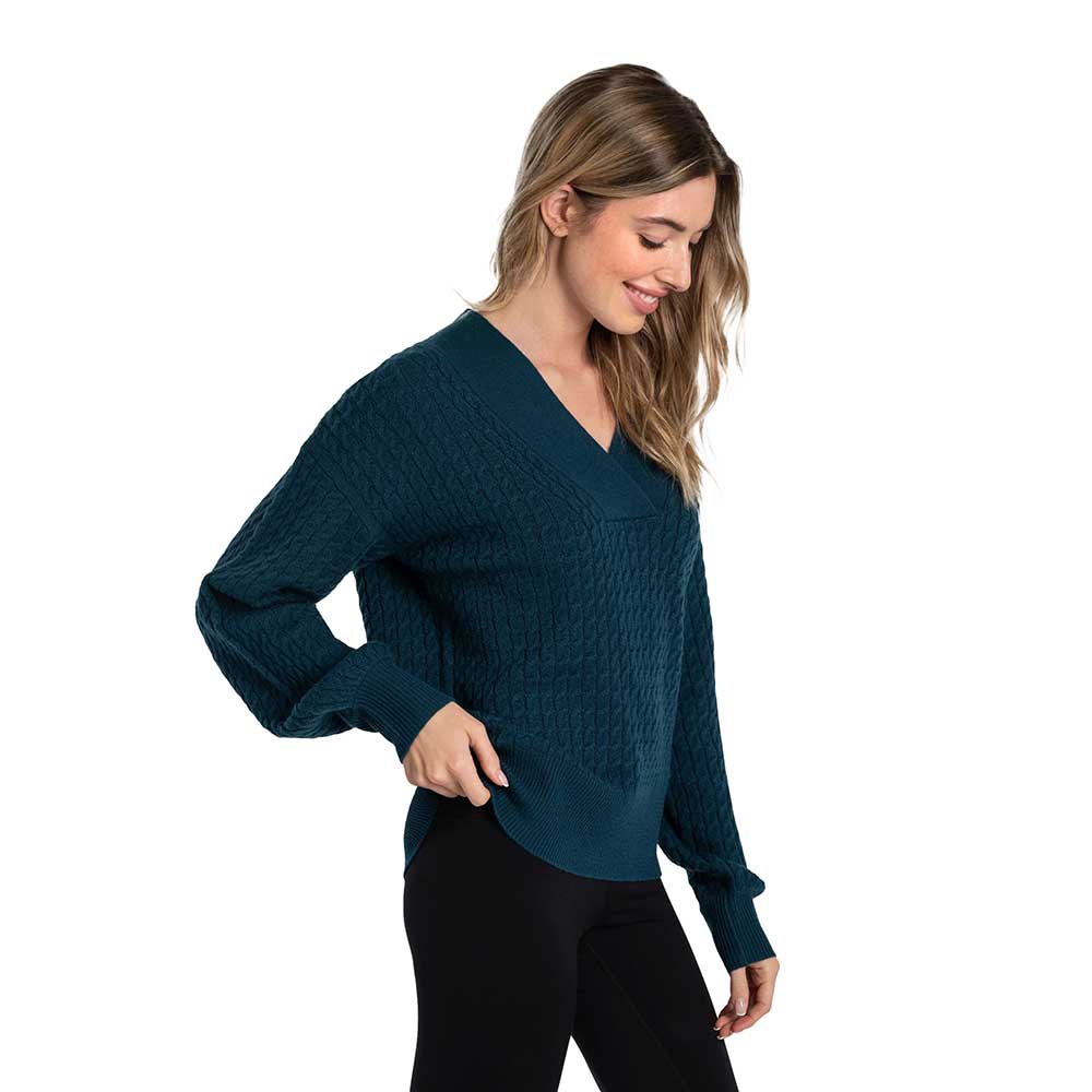Women's Camille V-neck Sweater - Fjord Blue Heather