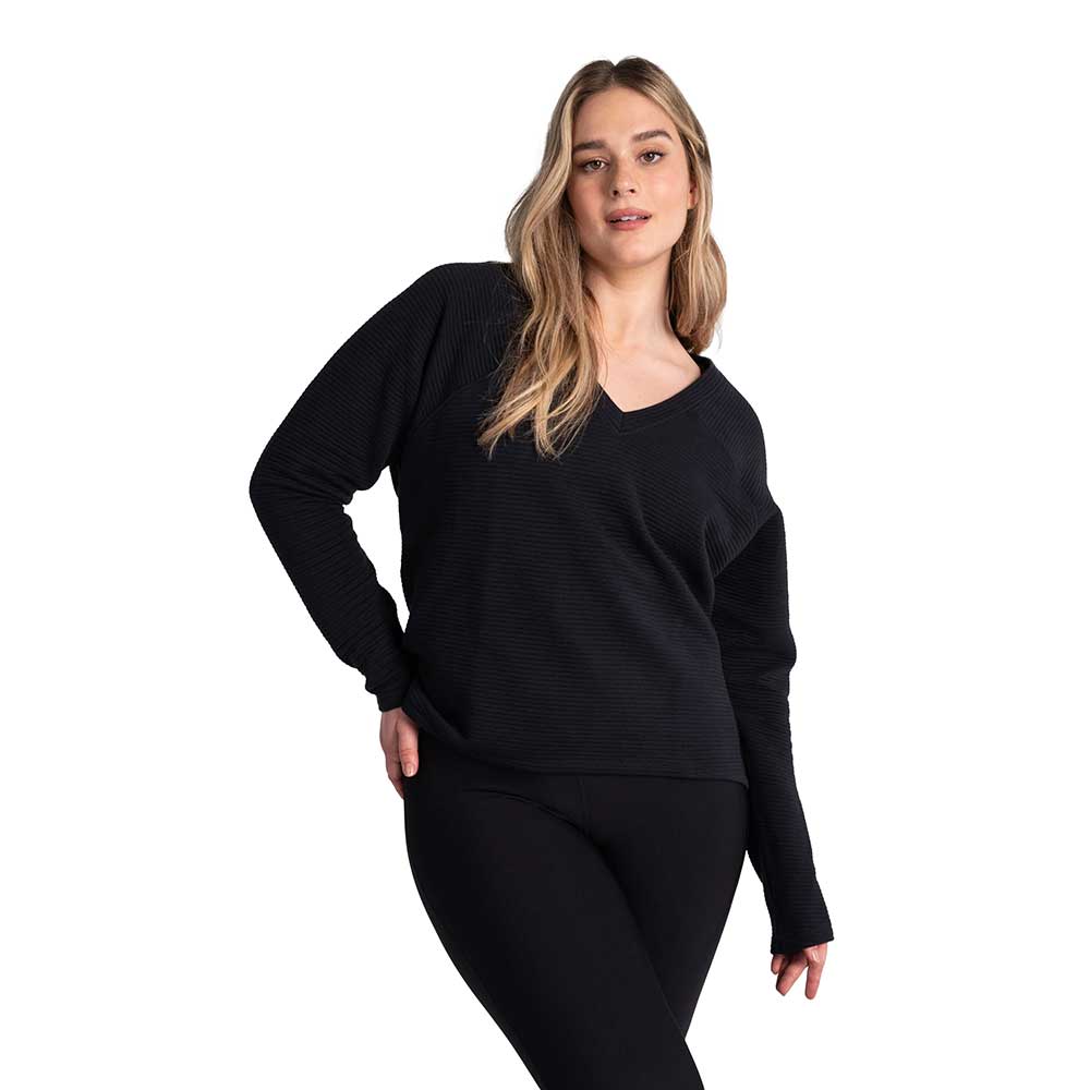Women's Ottoman V-Neck Pullover - Black Beauty
