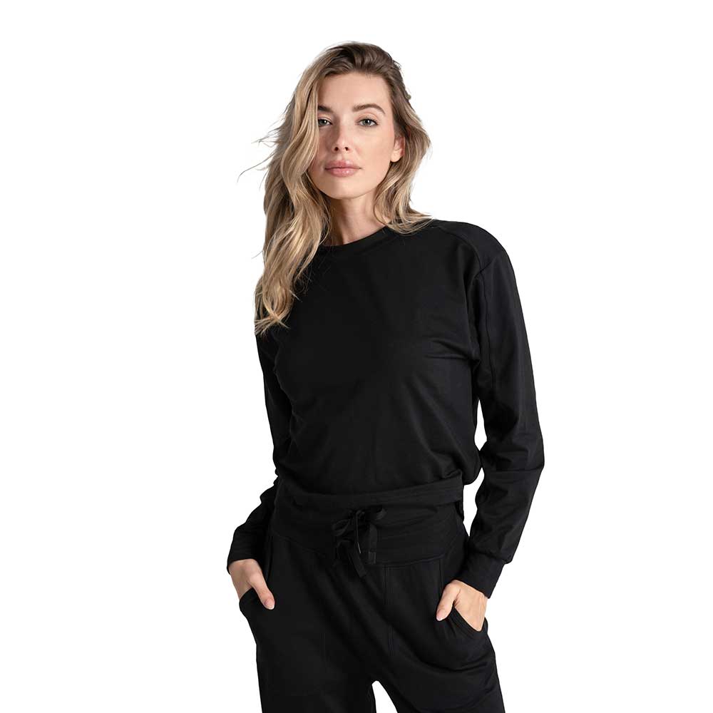 Women's Om Tech Crew Neck Long Sleeve Top - Black Beauty