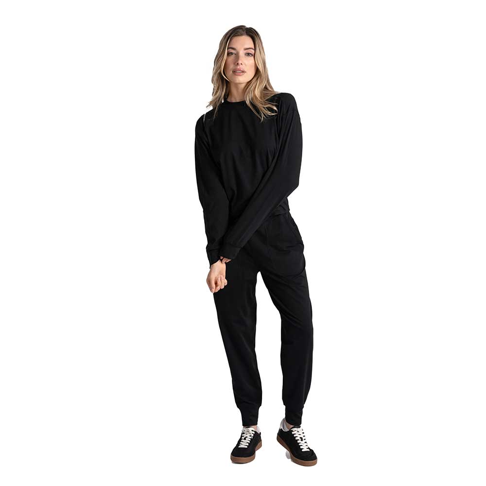 Women's Om Tech Crew Neck Long Sleeve Top - Black Beauty