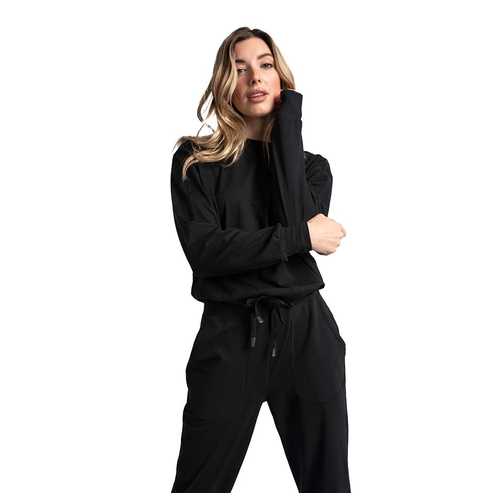 Women's Om Tech Crew Neck Long Sleeve Top - Black Beauty