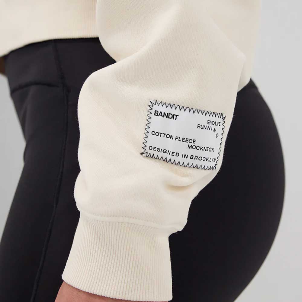 Women's Classic Cropped Mockneck Sweatshirt - Cream