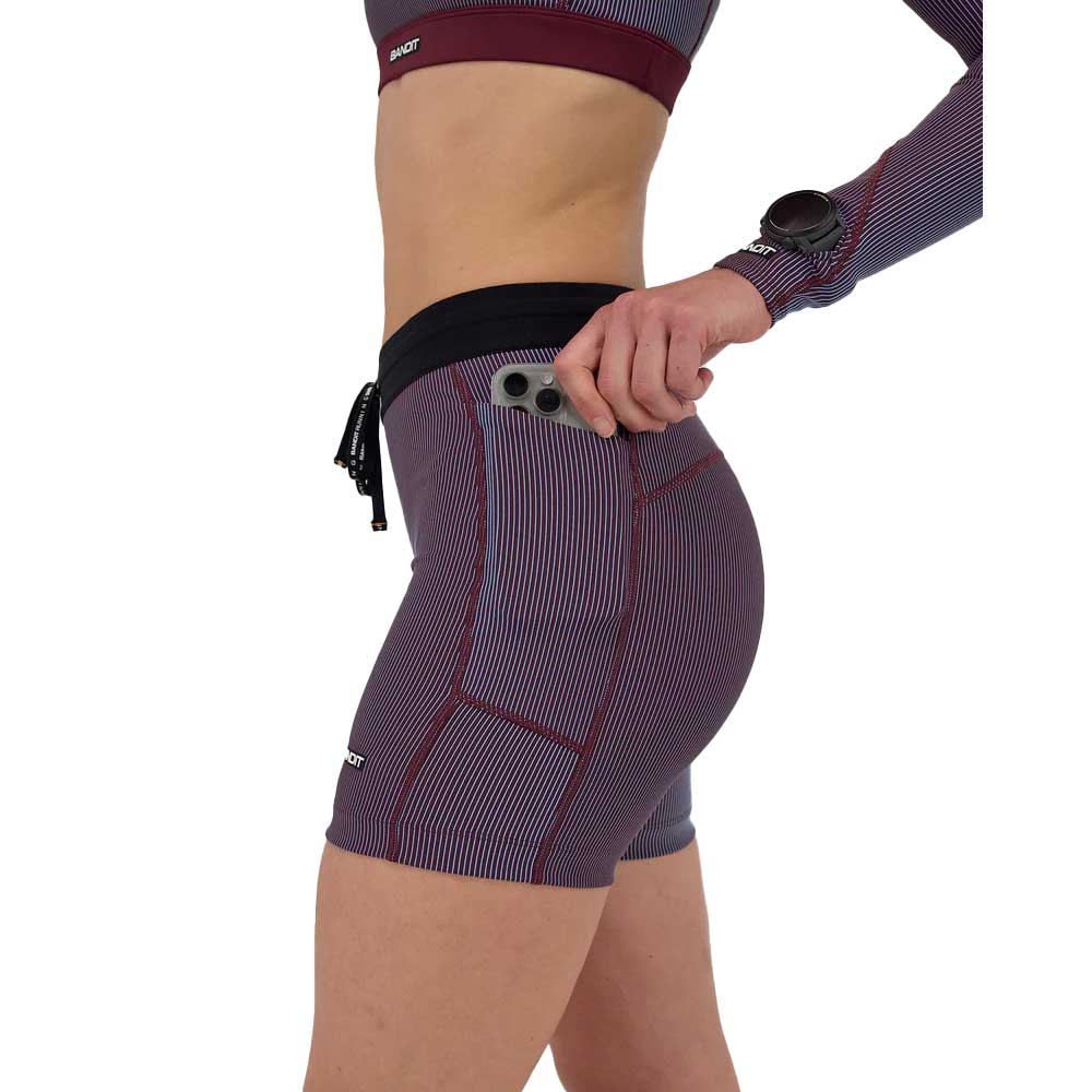 Women's Striped Cadence 5" Compression Short - Fig/Vintage Blue