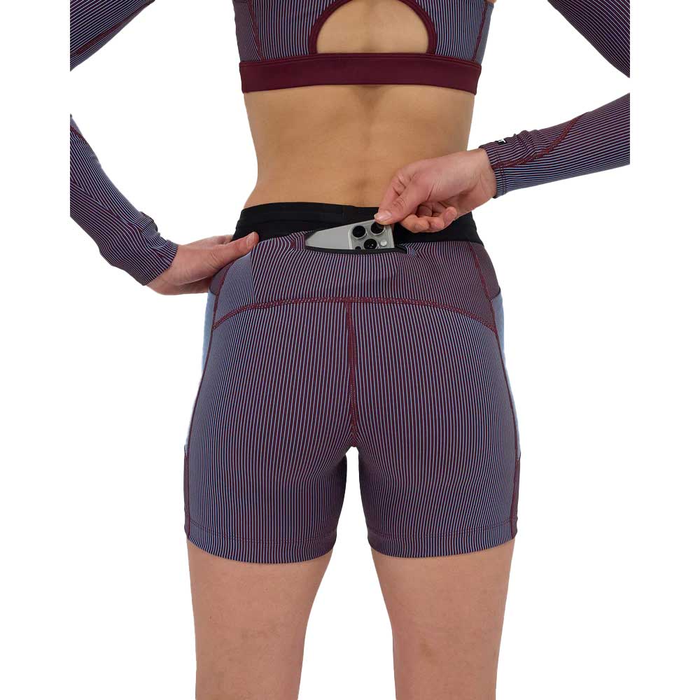 Women's Striped Cadence 5" Compression Short - Fig/Vintage Blue