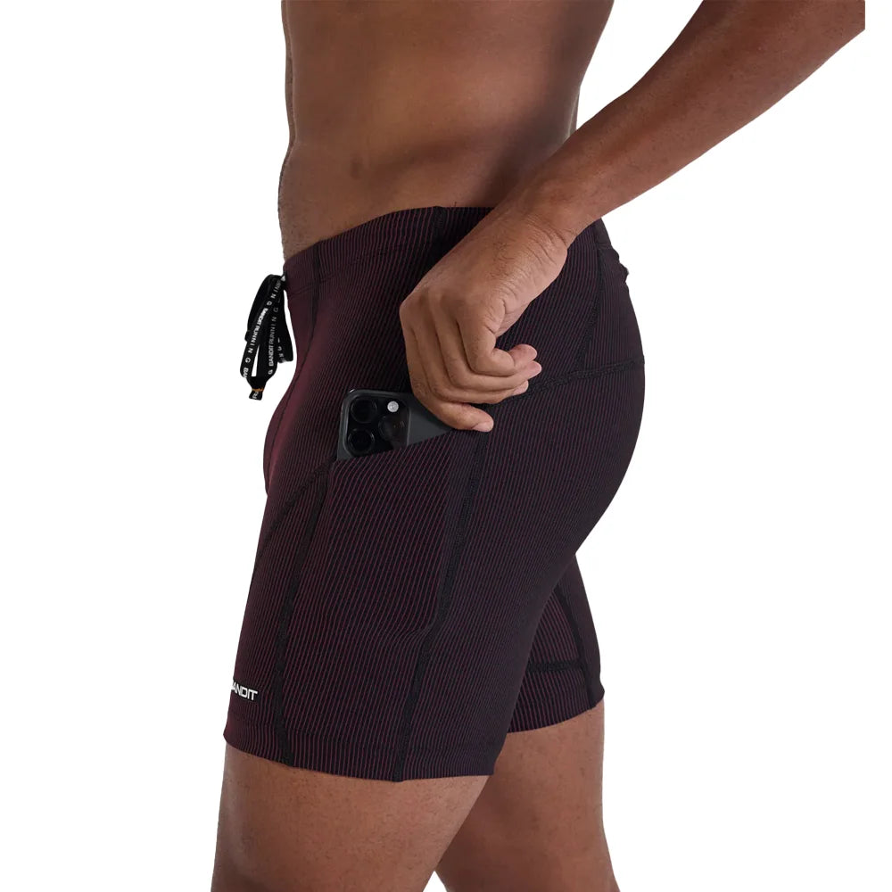 Men's Striped Cadence Next Gen 7 Pocket 1/4 Tights - Black/Fig