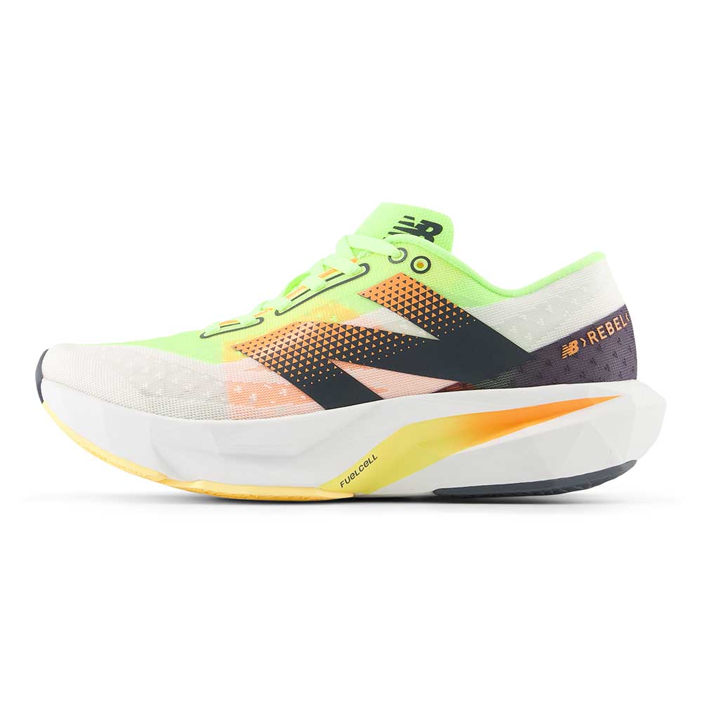 Men's FuelCell Rebel v4 Running Shoe  - White/Bleached Lime Glo - Regular (D)