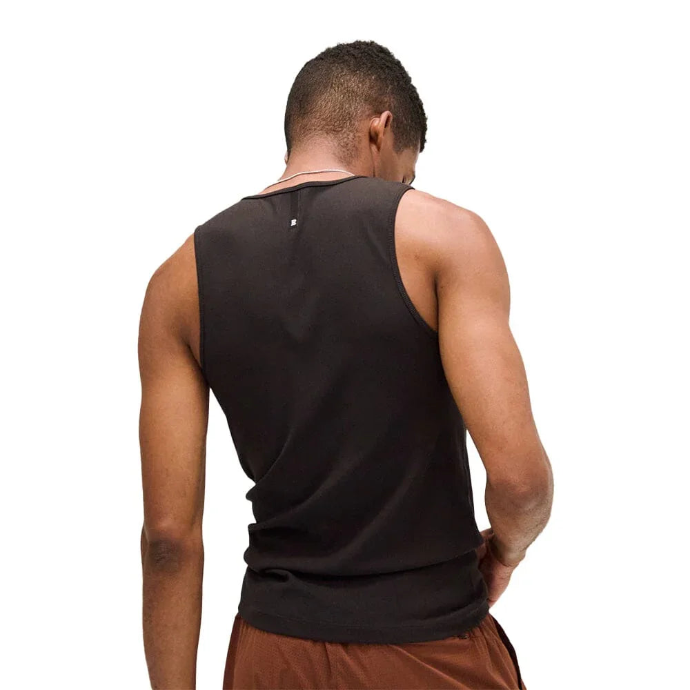 Men's Rib Fitted Tank - Black