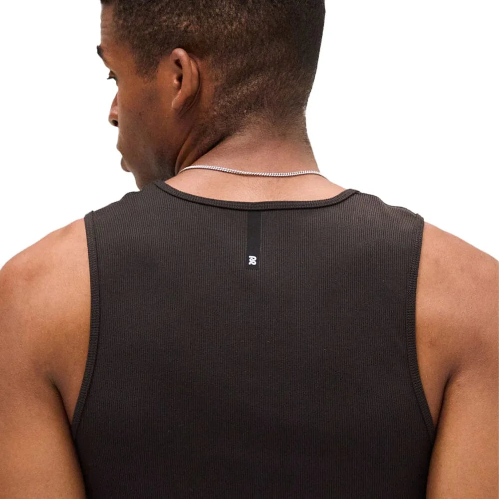 Men's Rib Fitted Tank - Black