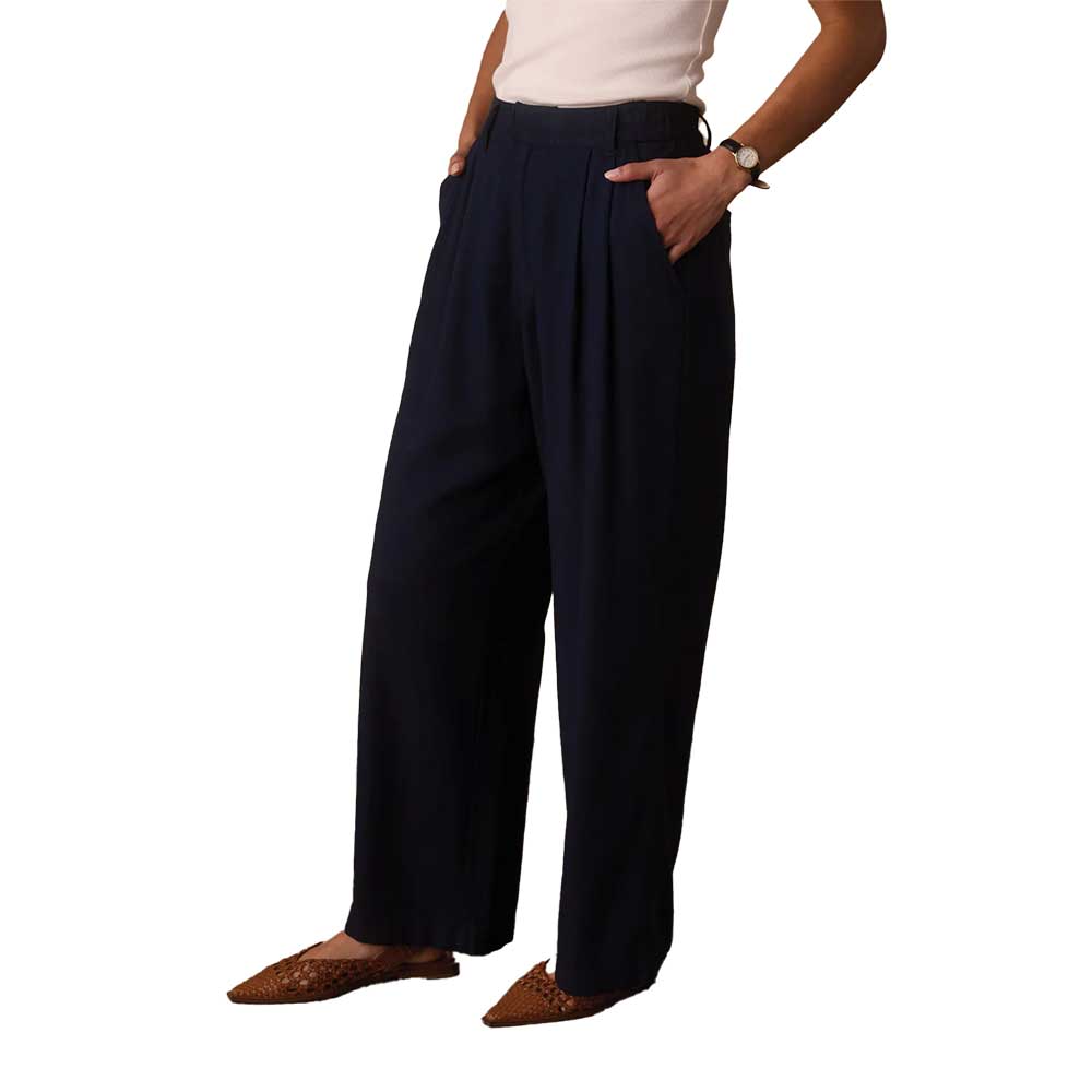Women's Leukos Linen Blend Trouser - Navy
