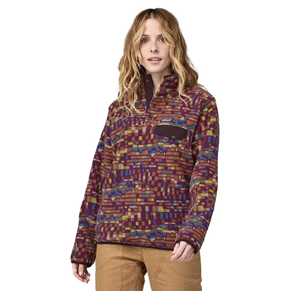 Women's Lightweight Synchilla Snap-T Pullover - Fitz Roy Patchwork: Night Plum