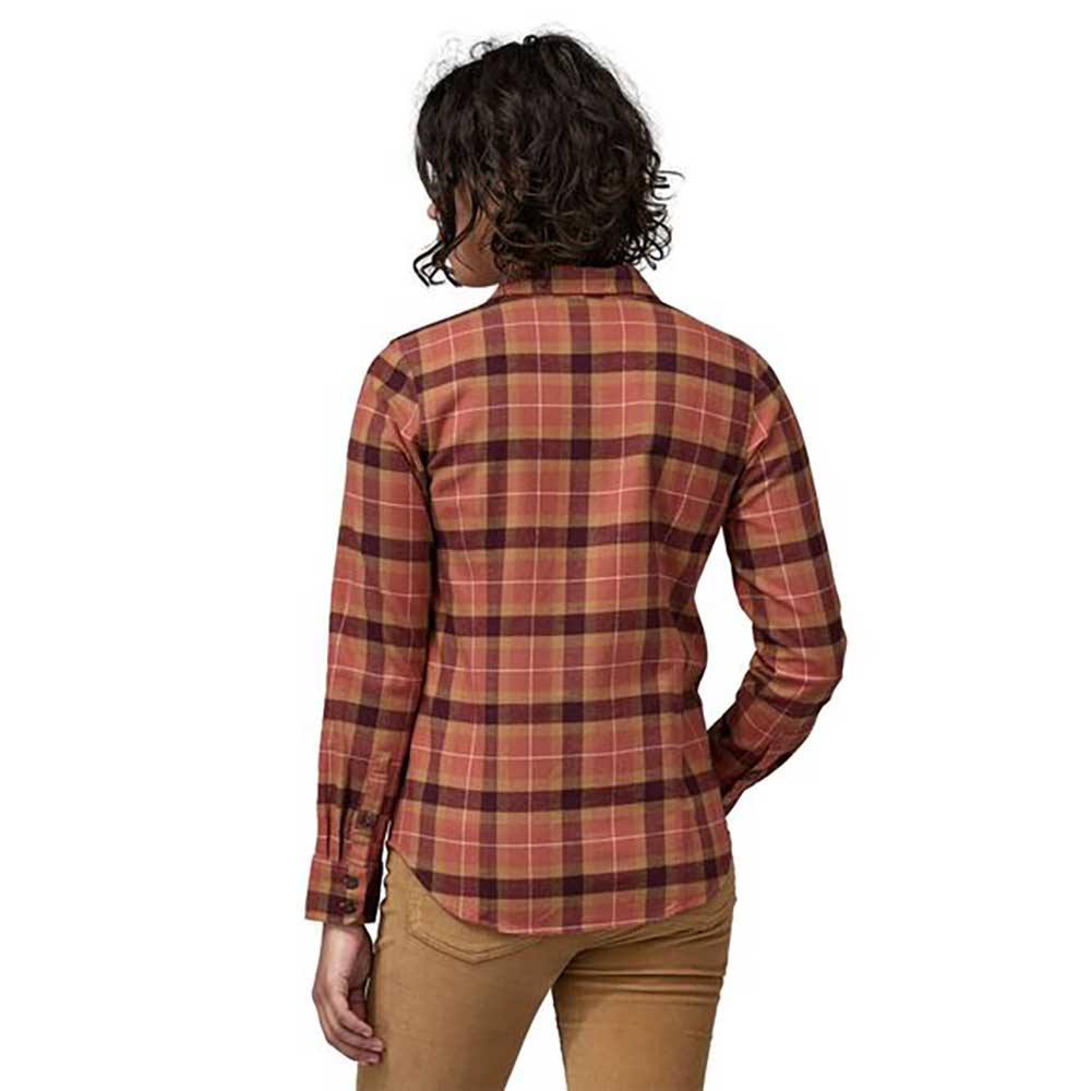 Women's Long-Sleeved Organic Cotton Midweight Fjord Flannel Shirt - Vista: Burl Red