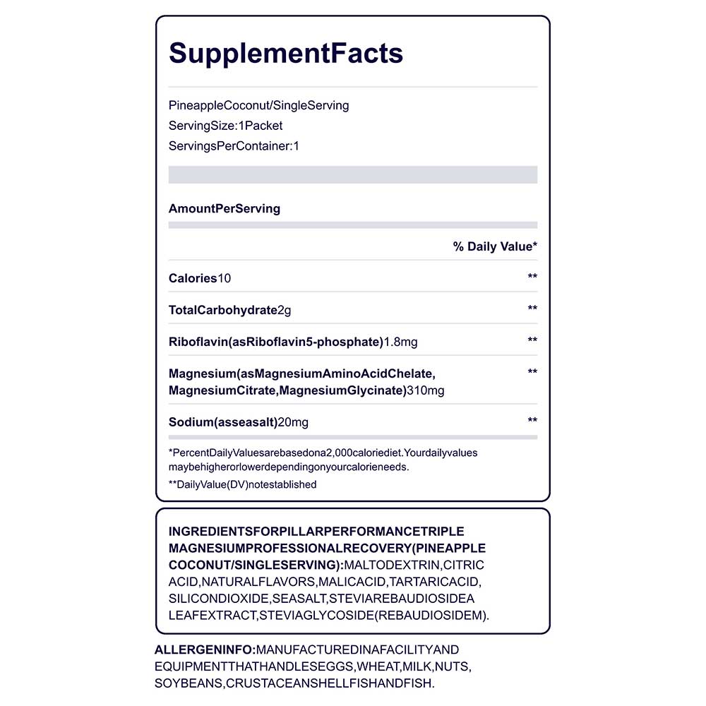 Pineapple Coconut Triple Magnesium Professional Recovery Travel Pack Single