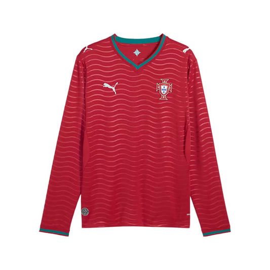 Portugal Long Sleeve Replica Home Jersey - Club Red/Green Lagoon