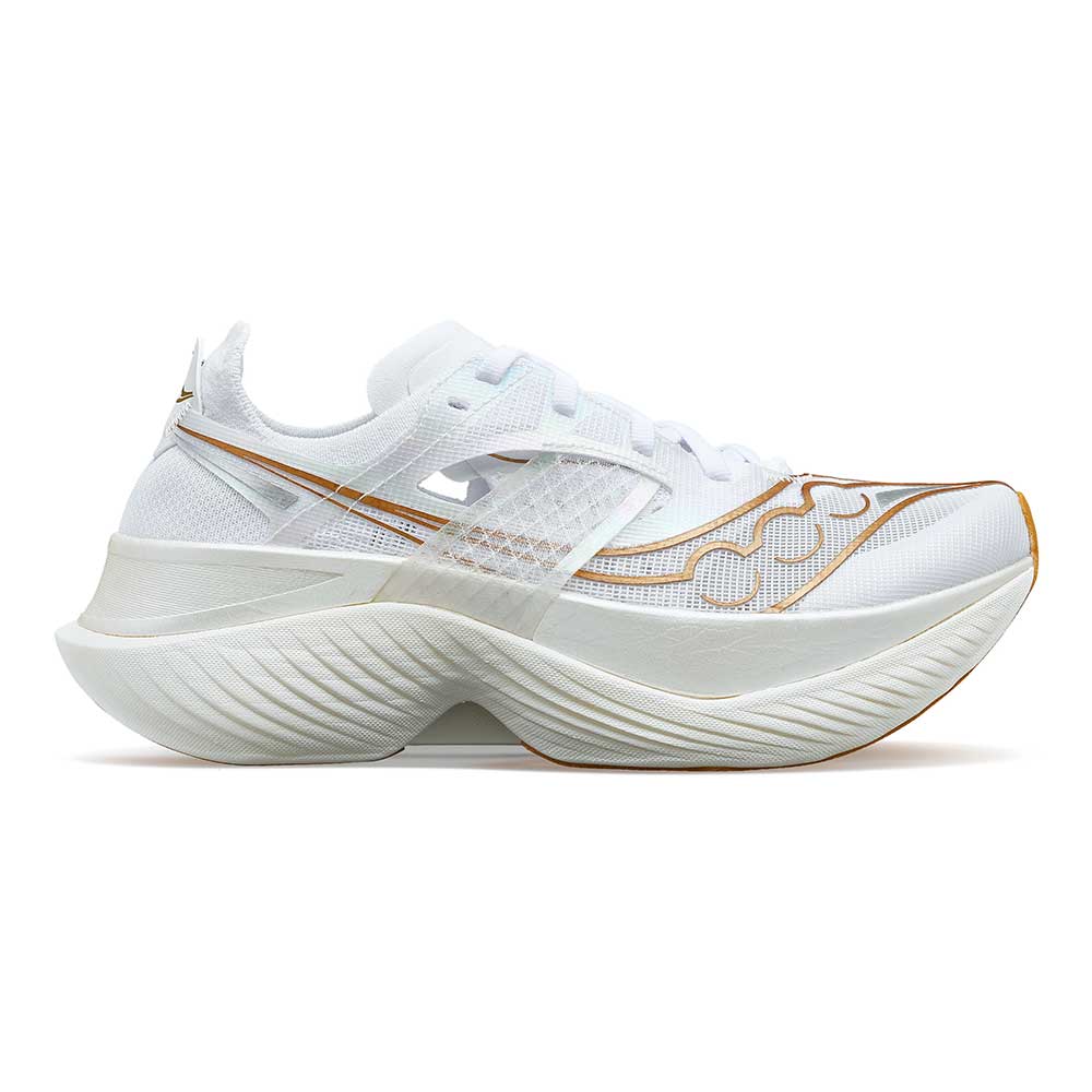 Women's Endorphin Elite Running Shoe- White/Gold- Regular (B)
