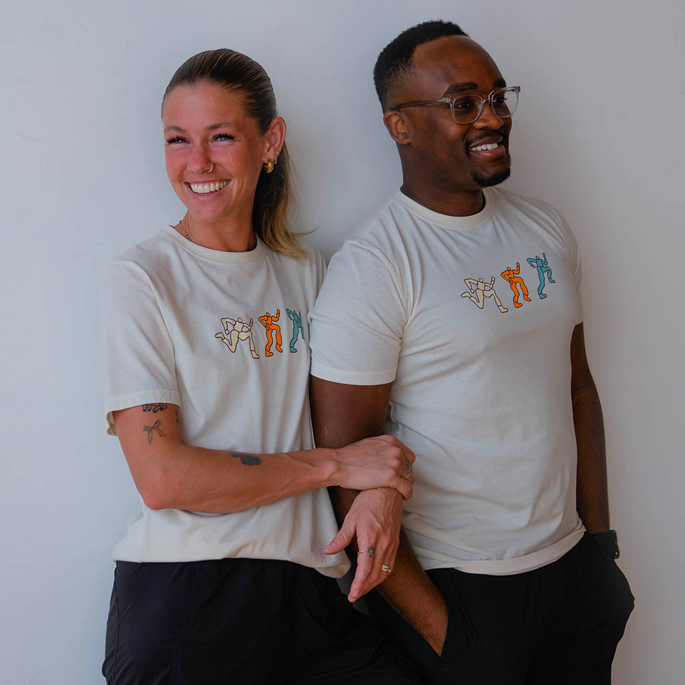 All Gender Runner Trio Poly-Cotton Short Sleeve - Natural/White Foldover Woven Square Patch w/ Light Gray Gazelle