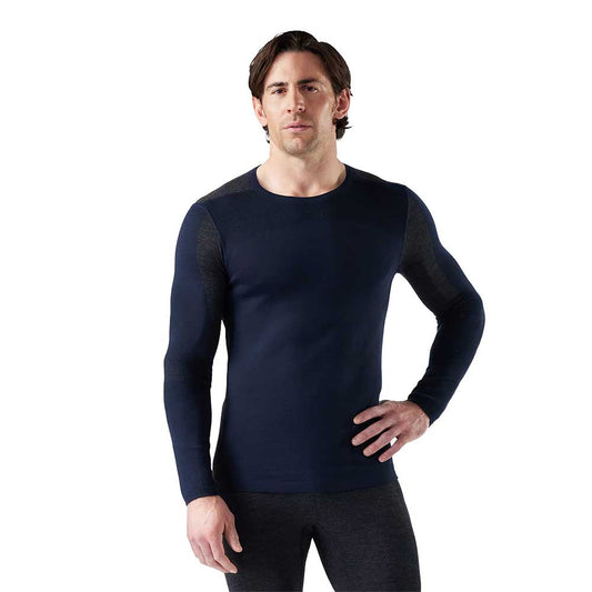 Men's Intraknit Thermal Merino Base Layer Colorblock Crew - Deep Navy/Charcoal