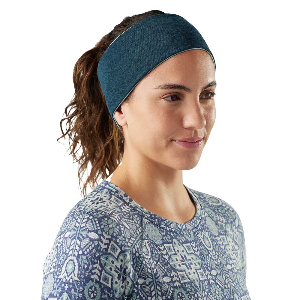 Thermal Merino Reversible Headband - Arctic Green/Twilight Blue