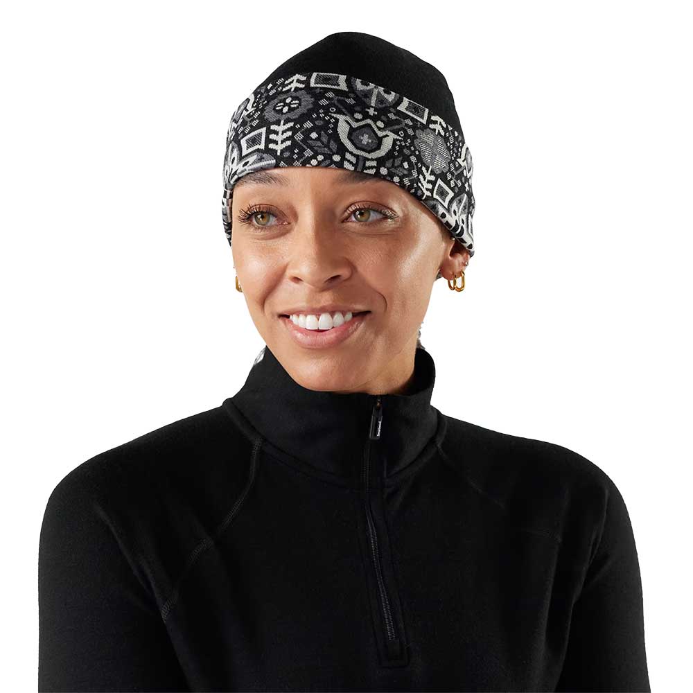 Thermal Merino Reversible Cuffed Beanie - Black Deco Floral