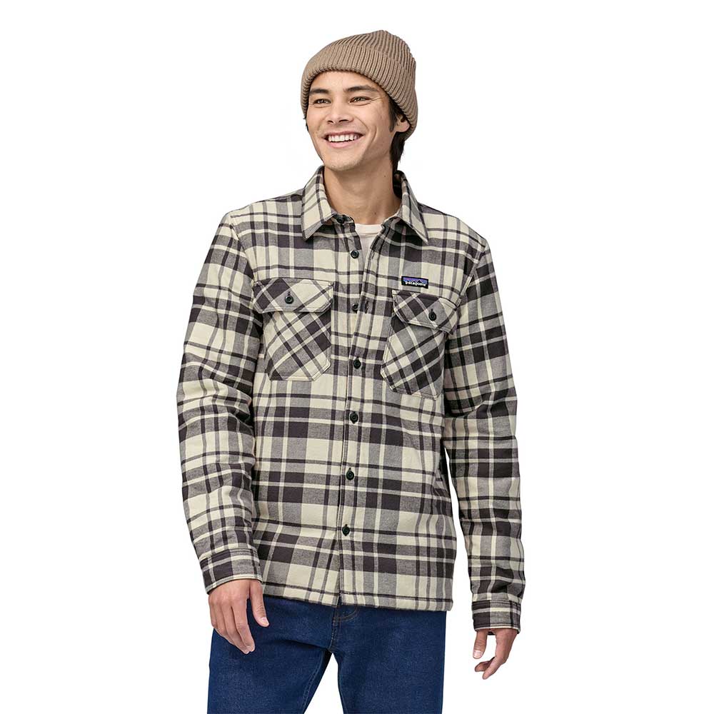 Men's Insulated Organic Cotton Midweight Fjord Flannel Shirt - Ice Caps: Smolder Blue