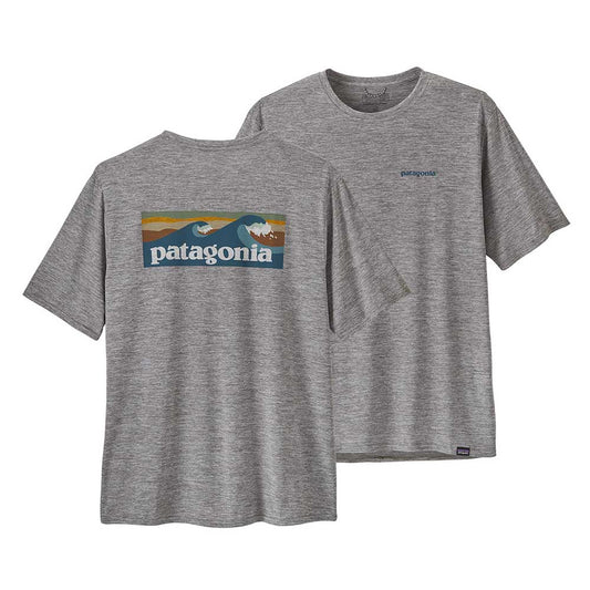 Men's Capilene Cool Daily Graphic Shirt 2024 - Boardshort Logo Abalone Blue: Feather Grey