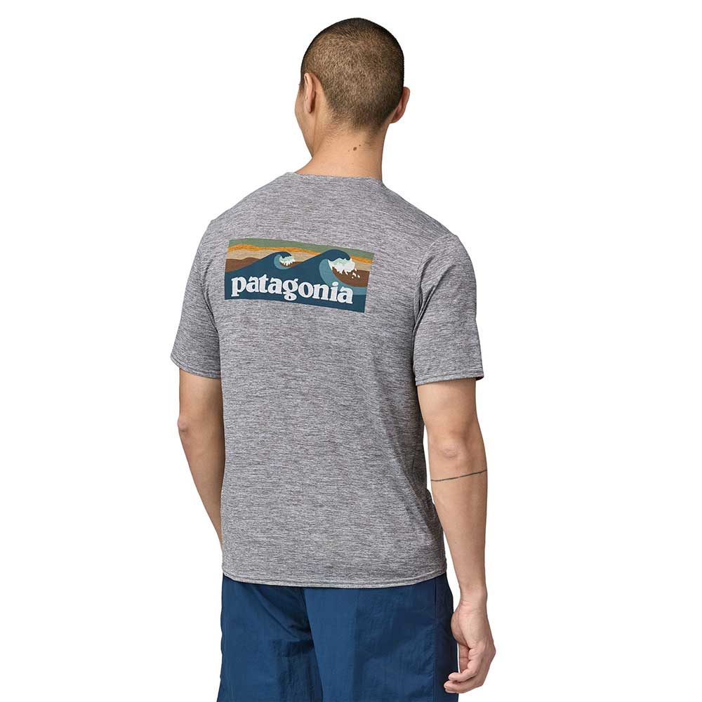 Men's Capilene Cool Daily Graphic Shirt 2024 - Boardshort Logo Abalone Blue: Feather Grey