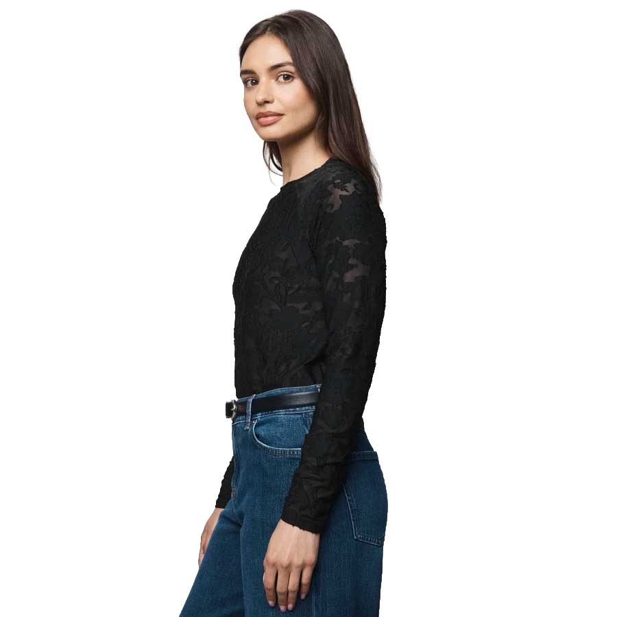 Women's Cecelia Floral Long Sleeve Tee - Black